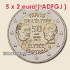 Németország emlék 5 x 2 euro 2013 '' Elyseé Szerzödés '' A,D,F,G,J UNC!